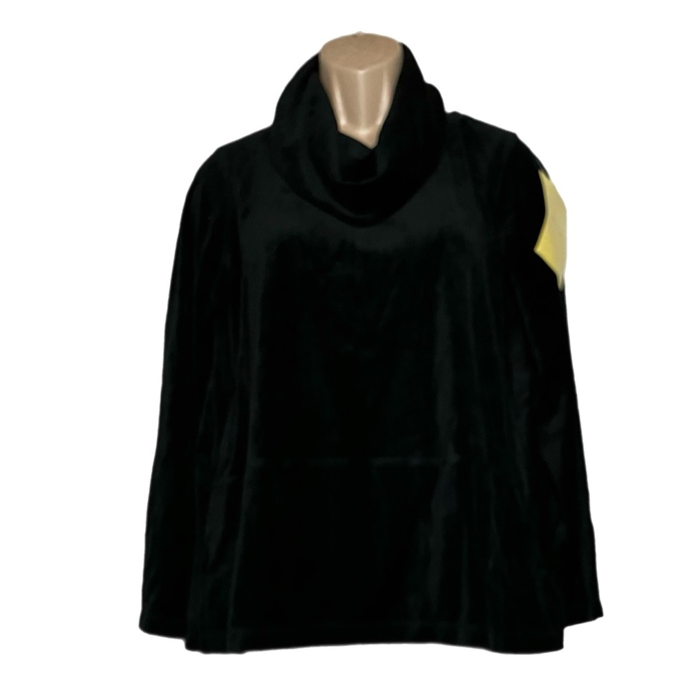 😎 NWT Denim & Co Black Cowl Neck Velour Sweater